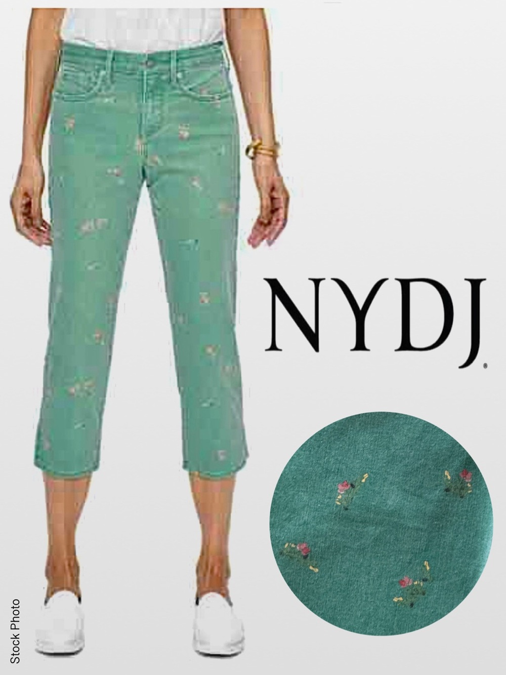 NYDJ NWT Lift Tuck Floral Stretch Capri with Sideseam Hem Splits (14W)